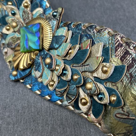 OOAK Handmade Belt Statement Sculptural Wearable Art Nouveau Fits Waists 25\
